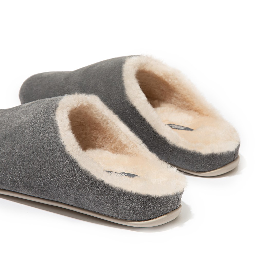 Fitflop Womens Slippers - Chrissie Shearling - Grey - 605-UVGDYF